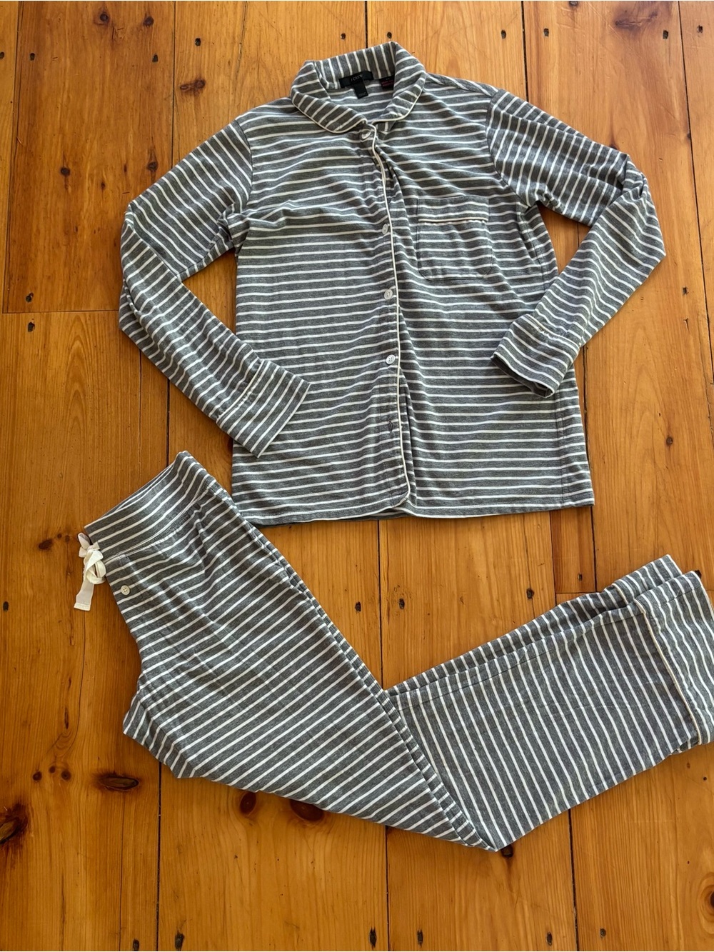 J. Crew Gray Striped Pajama Set XS - Picture 12 of 13